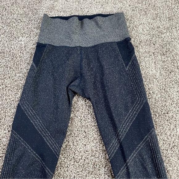 ⭐️Athleta,Sexy Shimmery Silver Navy, Twightlight Tight Leggings,Cocktail, Size S - Picture 1 of 11